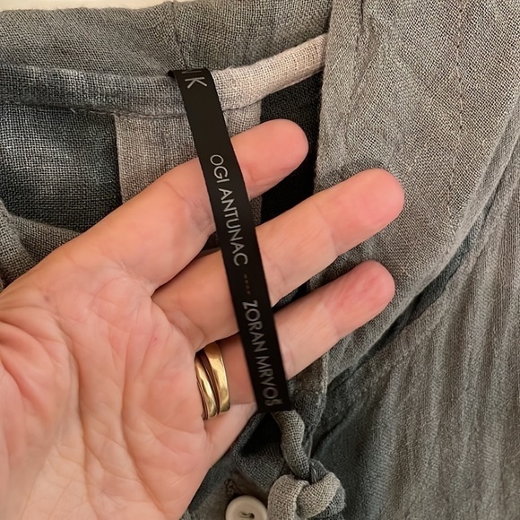 L!NK x OGI ANTUNAC Multicolor Gray Button Up Hooded Bubble Dress Pockets Unique - Picture 11 of 16